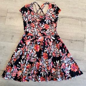Aeropostale Floral Fit & Flare Strappy Back Dress
